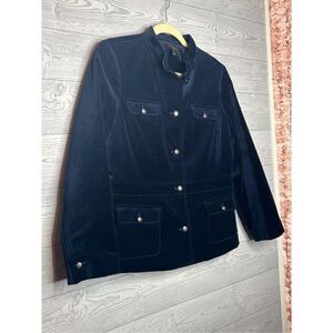 Talbots, petite, size12P, blue  military style velvet jacket